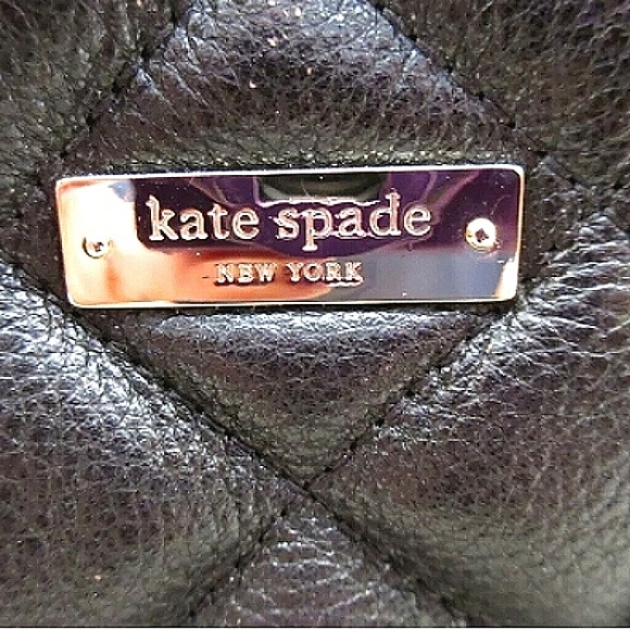 ♠ KATE SPADE Black & Gold-tone Quilted Leather Purse Preloved **** - Picture 2 of 12